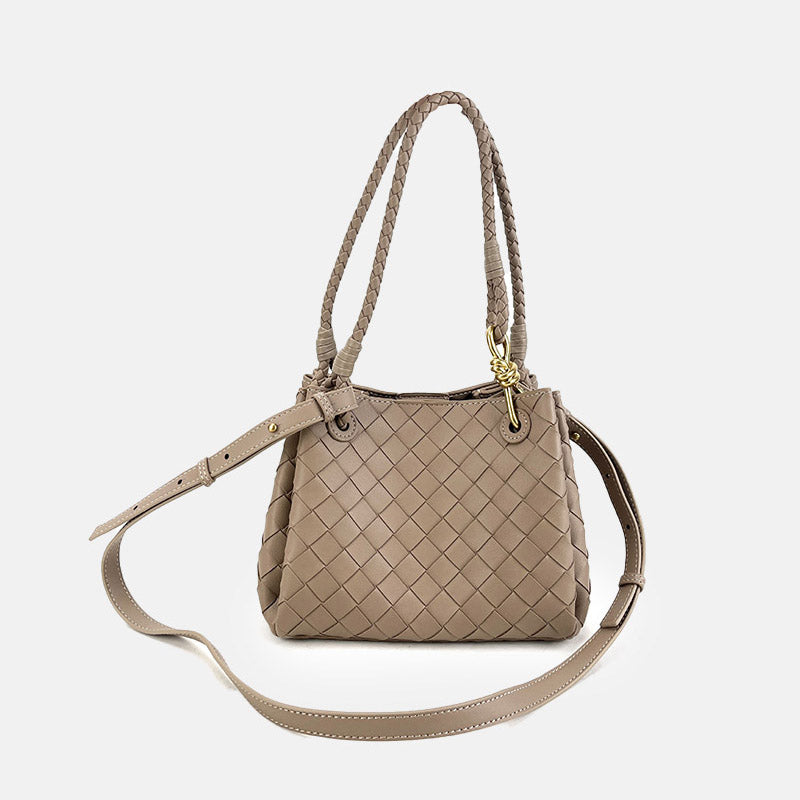 Women’s Woven Split Leather Crossbody Shoulder Bucket Bag image 13
