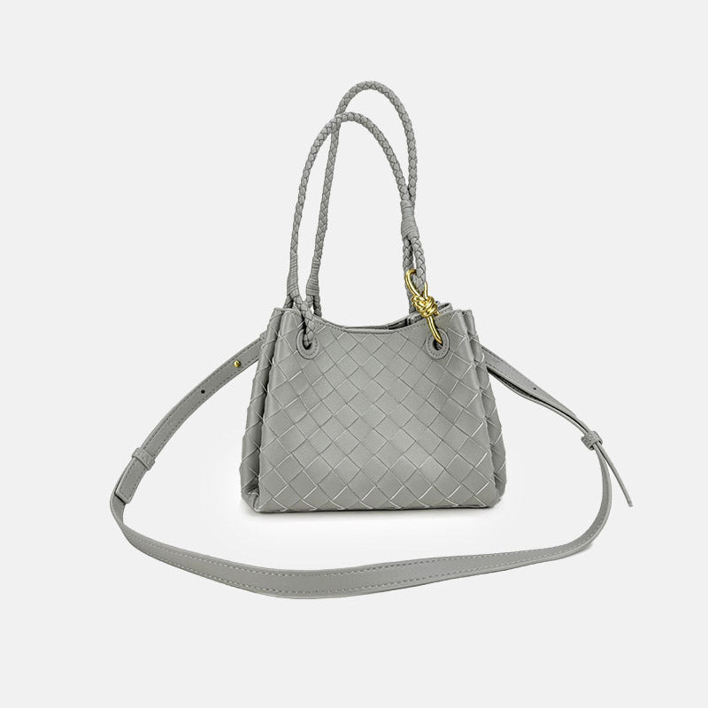 Women’s Woven Split Leather Crossbody Shoulder Bucket Bag image 2