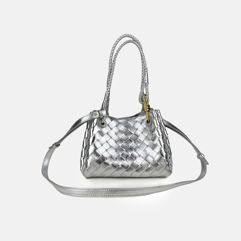 Women’s Woven Split Leather Crossbody Shoulder Bucket Bag image 4