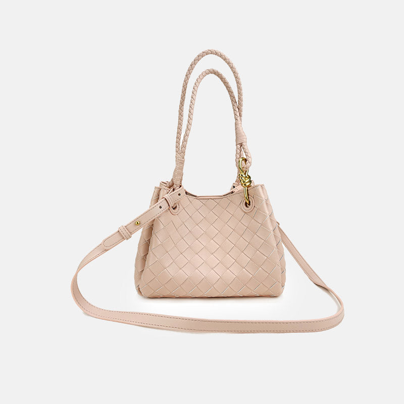 Women’s Woven Split Leather Crossbody Shoulder Bucket Bag image 6