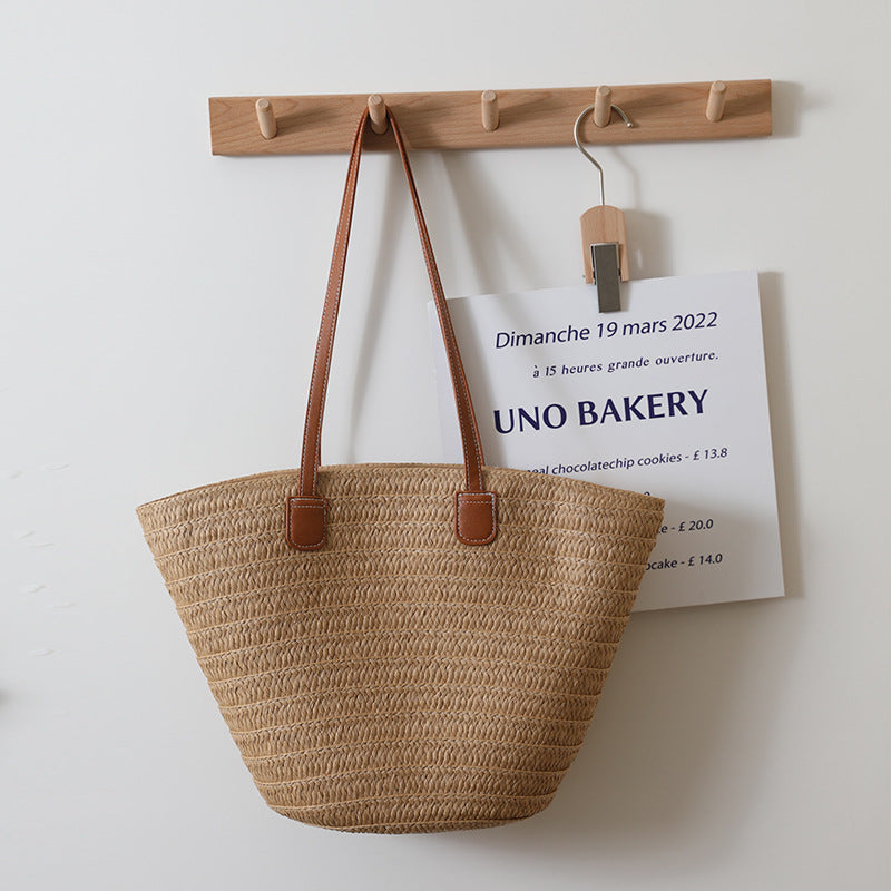 Women’s Woven Straw Beach Tote Bag with Large Capacity image 2