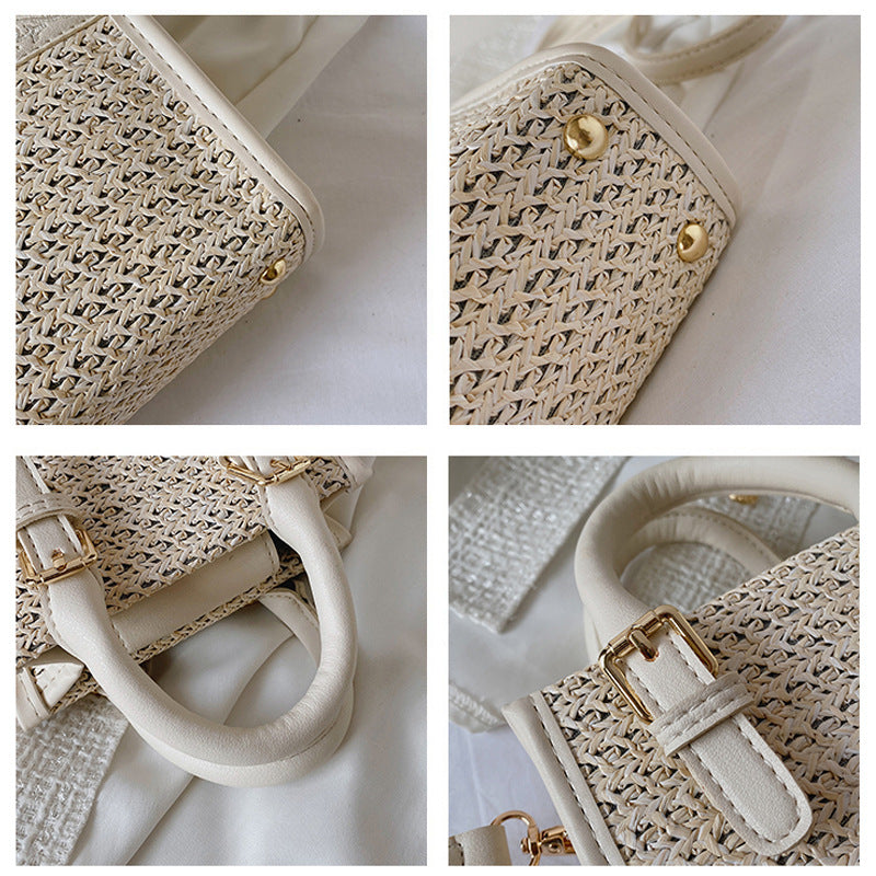 Women’s Woven Straw Shoulder Tote Bag for Beach Vacation image 4