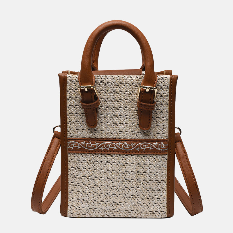 Women’s Woven Straw Shoulder Tote Bag for Beach Vacation image 8