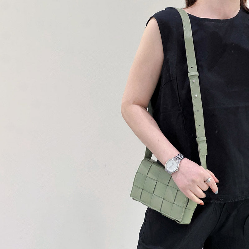 Women’s Woven Top-Grain Lambskin Leather Crossbody Shoulder Bag image