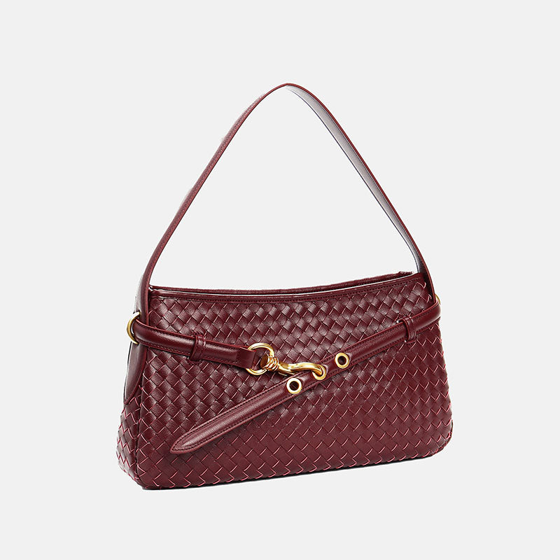 Women’s Woven Top-Grain Leather Crossbody Baguette Bag image 3