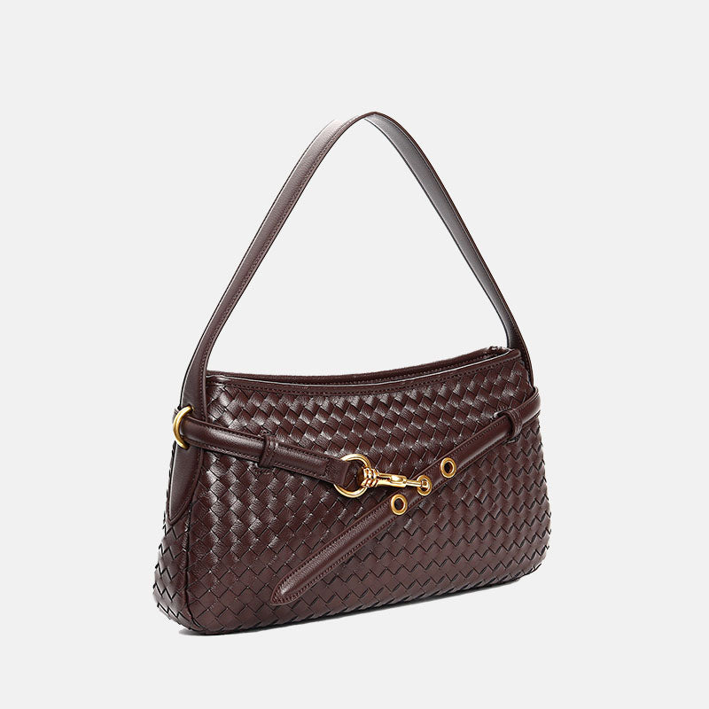 Women’s Woven Top-Grain Leather Crossbody Baguette Bag image 9