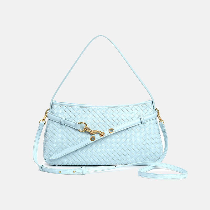 Women’s Woven Top-Grain Leather Crossbody Baguette Bag image 10