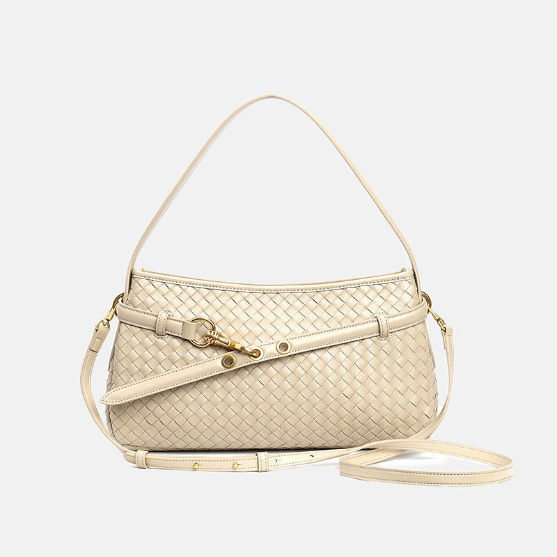 Women’s Woven Top-Grain Leather Crossbody Baguette Bag image 6