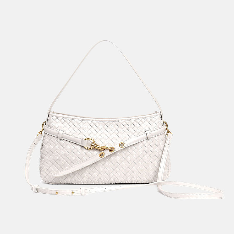 Women’s Woven Top-Grain Leather Crossbody Baguette Bag image 4