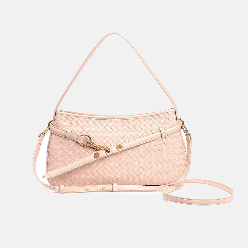 Women’s Woven Top-Grain Leather Crossbody Baguette Bag image 5