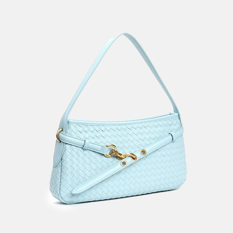 Women’s Woven Top-Grain Leather Crossbody Baguette Bag image 11