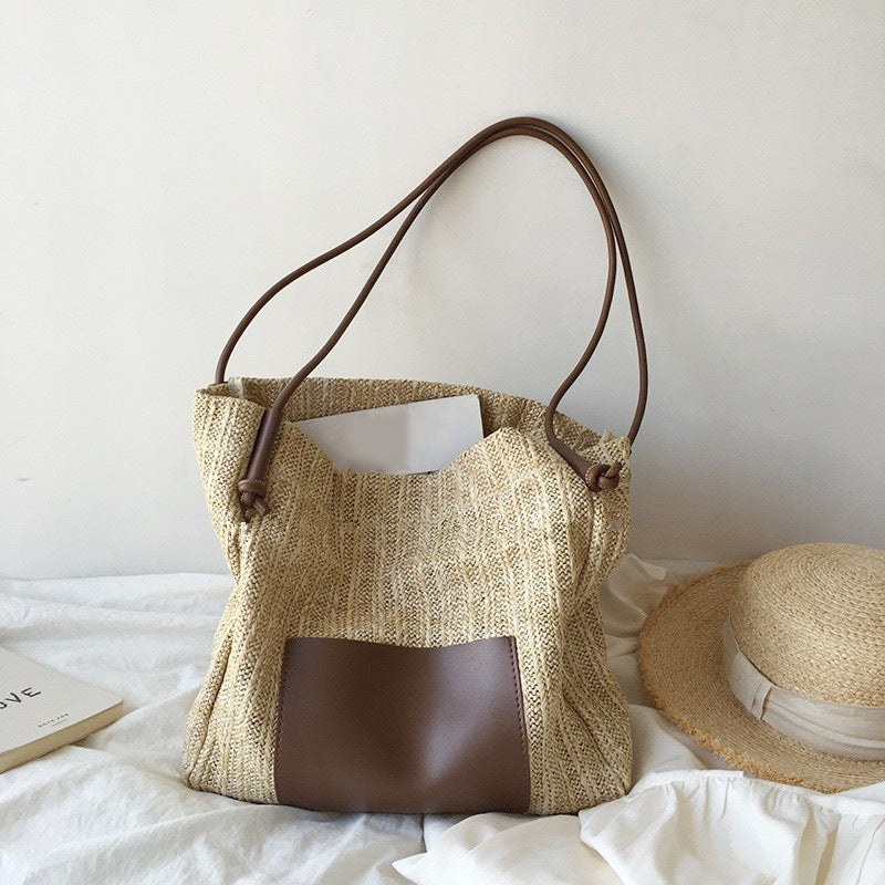 Women’s Woven Tote Bag in Straw Material with Spacious Interior image 2