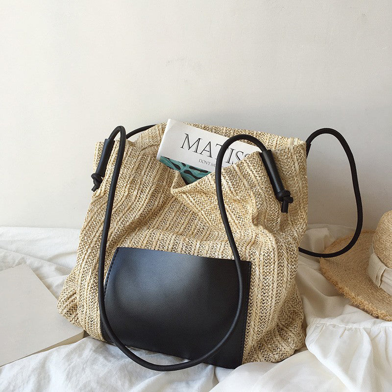 Women’s Woven Tote Bag in Straw Material with Spacious Interior image 3