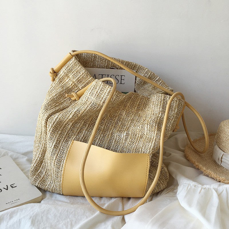 Women’s Woven Tote Bag in Straw Material with Spacious Interior image 4