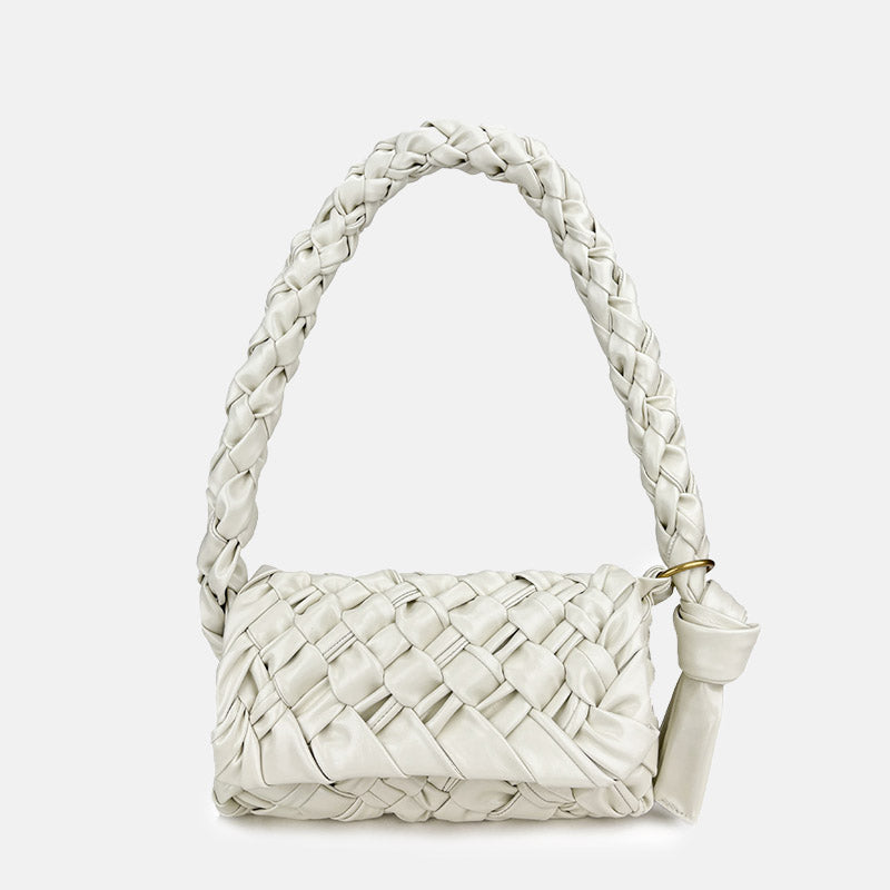 Women’s Woven Waxed Genuine Leather Pleated Shoulder Bag image 2