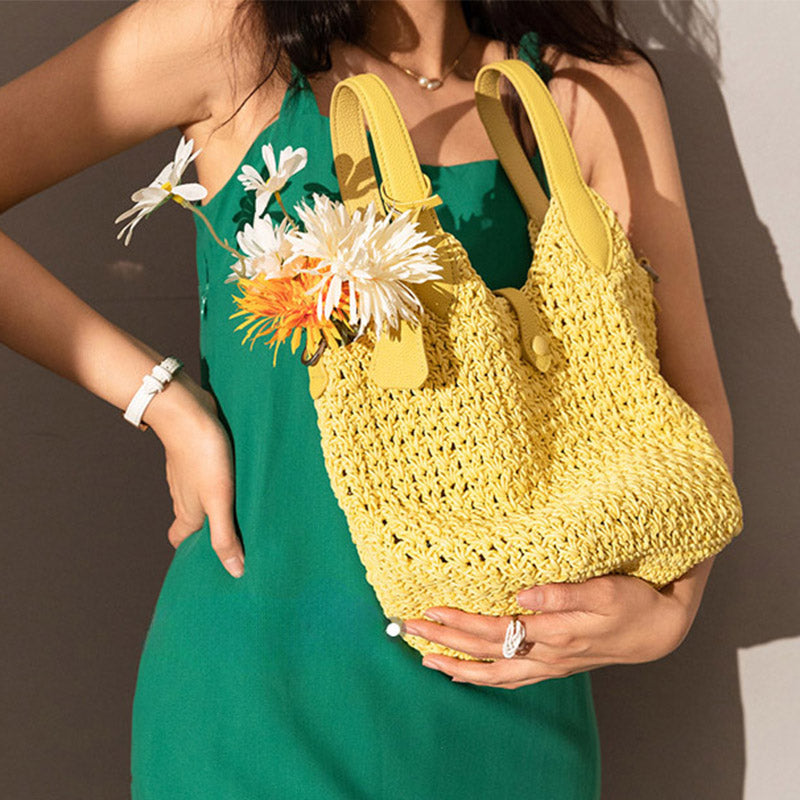 Women’s Woven Waxed Rope Bucket Bag image 4