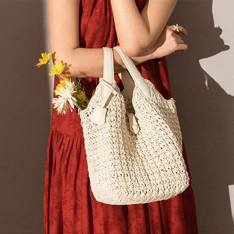 Women’s Woven Waxed Rope Bucket Bag image 2