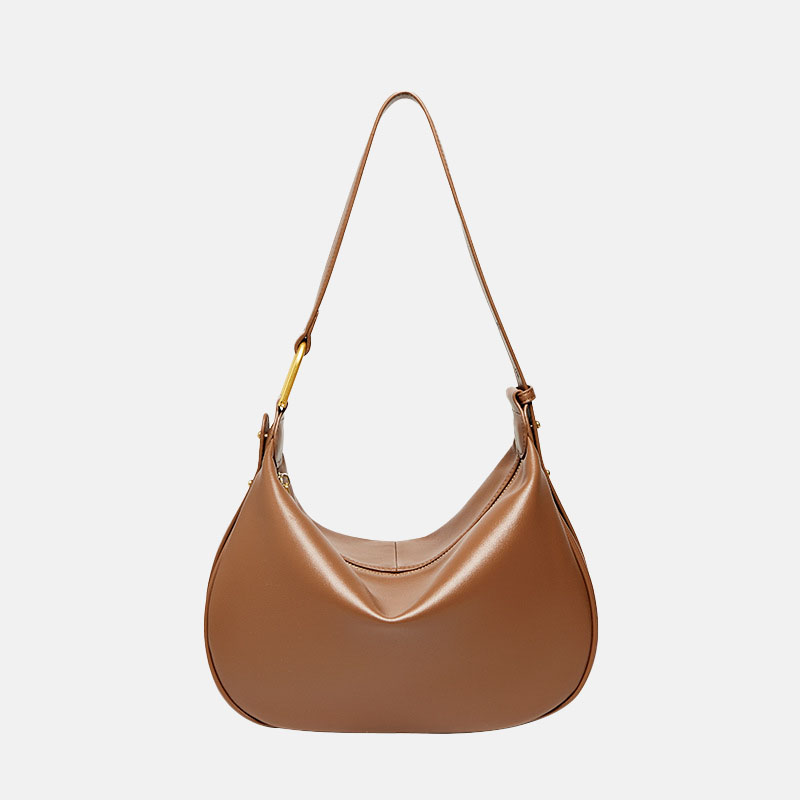 Women’s Zipper Crossbody Shoulder Baguette Bag In Soft Genuine Leather image