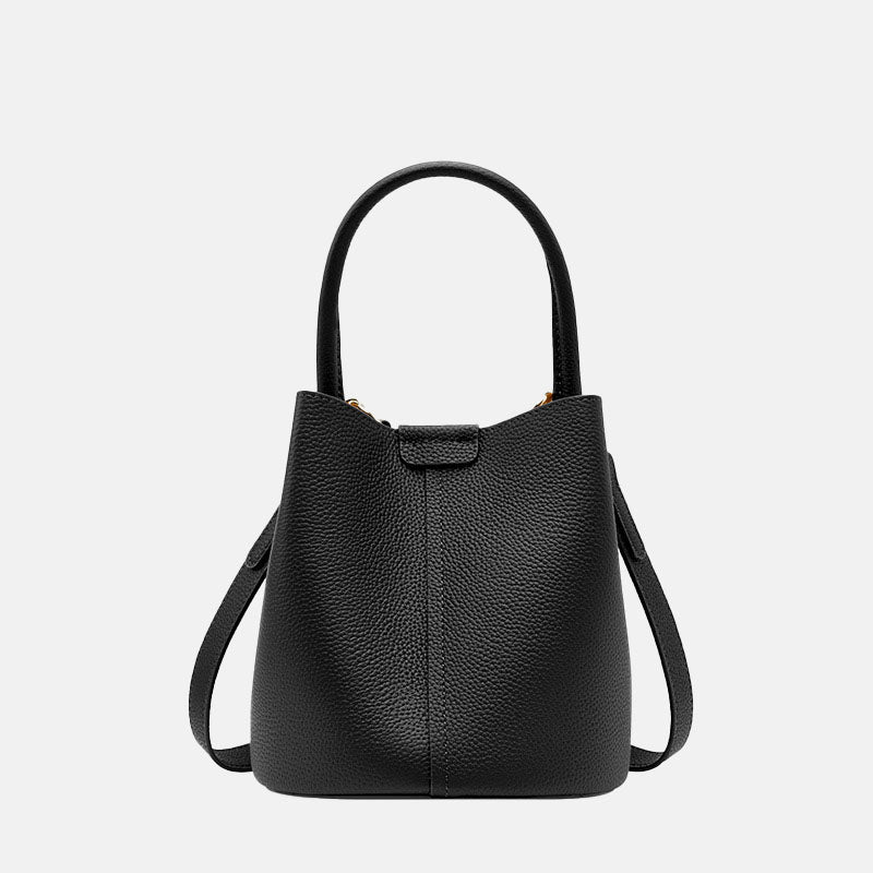 Women’s Minimalist Genuine Leather Magnetic Closure Crossbody Shoulder Bucket Bag image 5