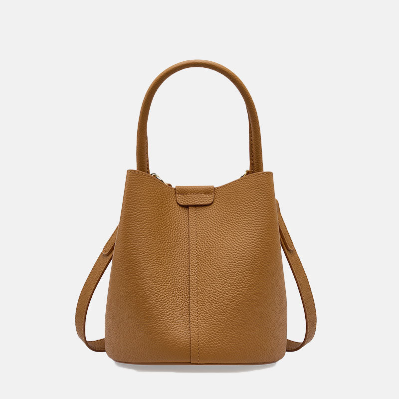 Women’s Minimalist Genuine Leather Magnetic Closure Crossbody Shoulder Bucket Bag image