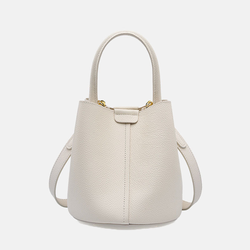 Women’s Minimalist Genuine Leather Magnetic Closure Crossbody Shoulder Bucket Bag image 7