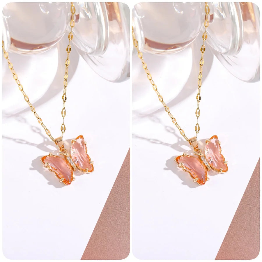 Love & Freedom Crystal Butterfly Necklace