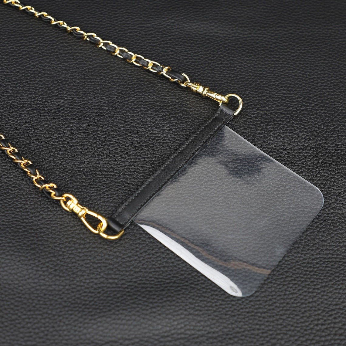 Leather Chain Wallet Strap: Transparent Silicone Insert