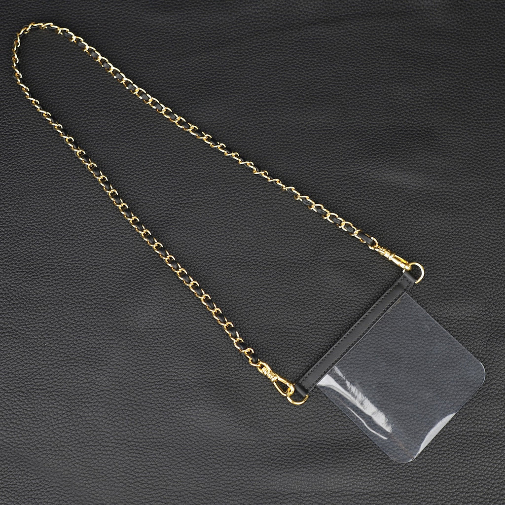 Leather Chain Wallet Strap: Transparent Silicone Insert