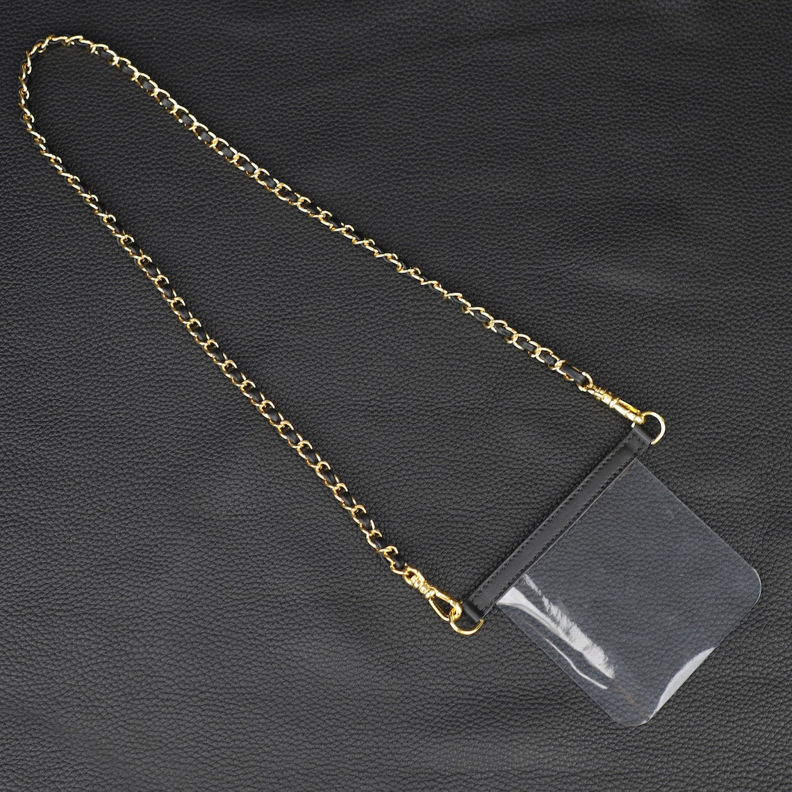Leather Chain Wallet Strap: Transparent Silicone Insert