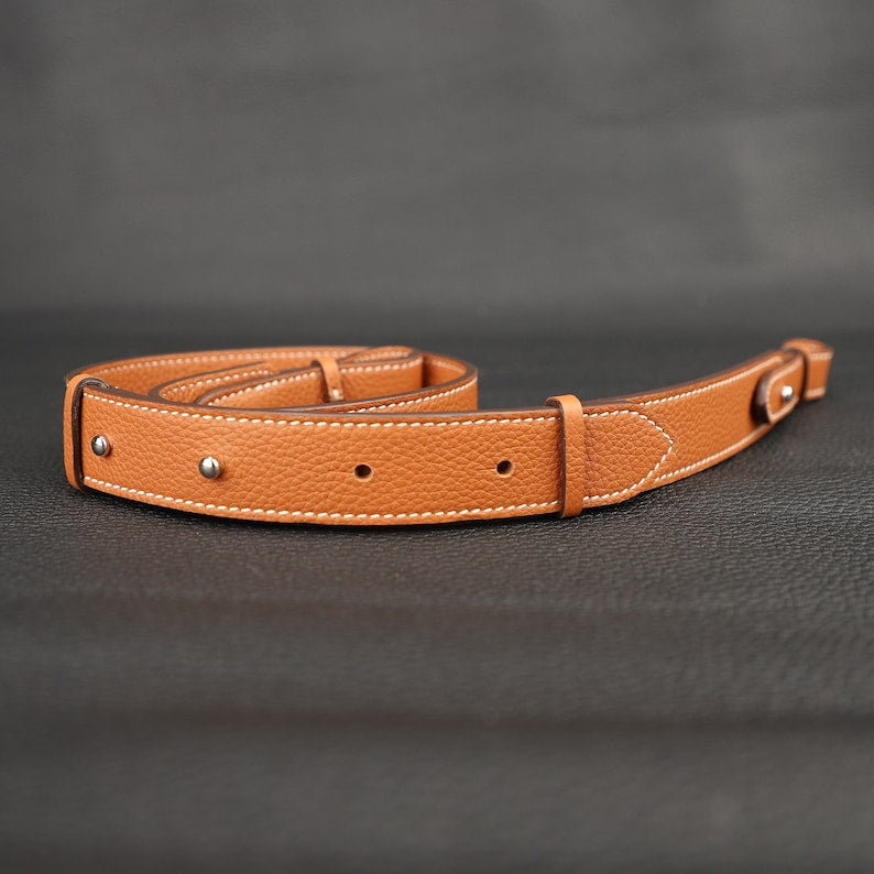 Hermès Style Etoupe (18) Togo Leather Adjustable Bandoulière: Compatible Shoulder/Crossbody Strap for Picotin & Lindy Bags