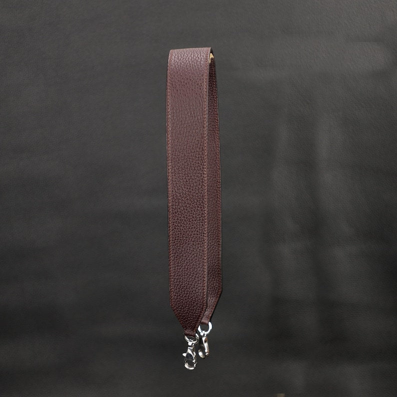 Artisanal Togo Leather Bandoulière (40mm Wide): Hand-Stitched Shoulder Strap Compatible with Birkin & Travel Bags