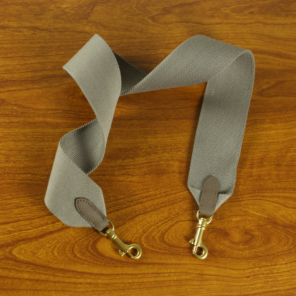 Black Calfskin Leather Bag Strap: 2.4inch Wide Canvas