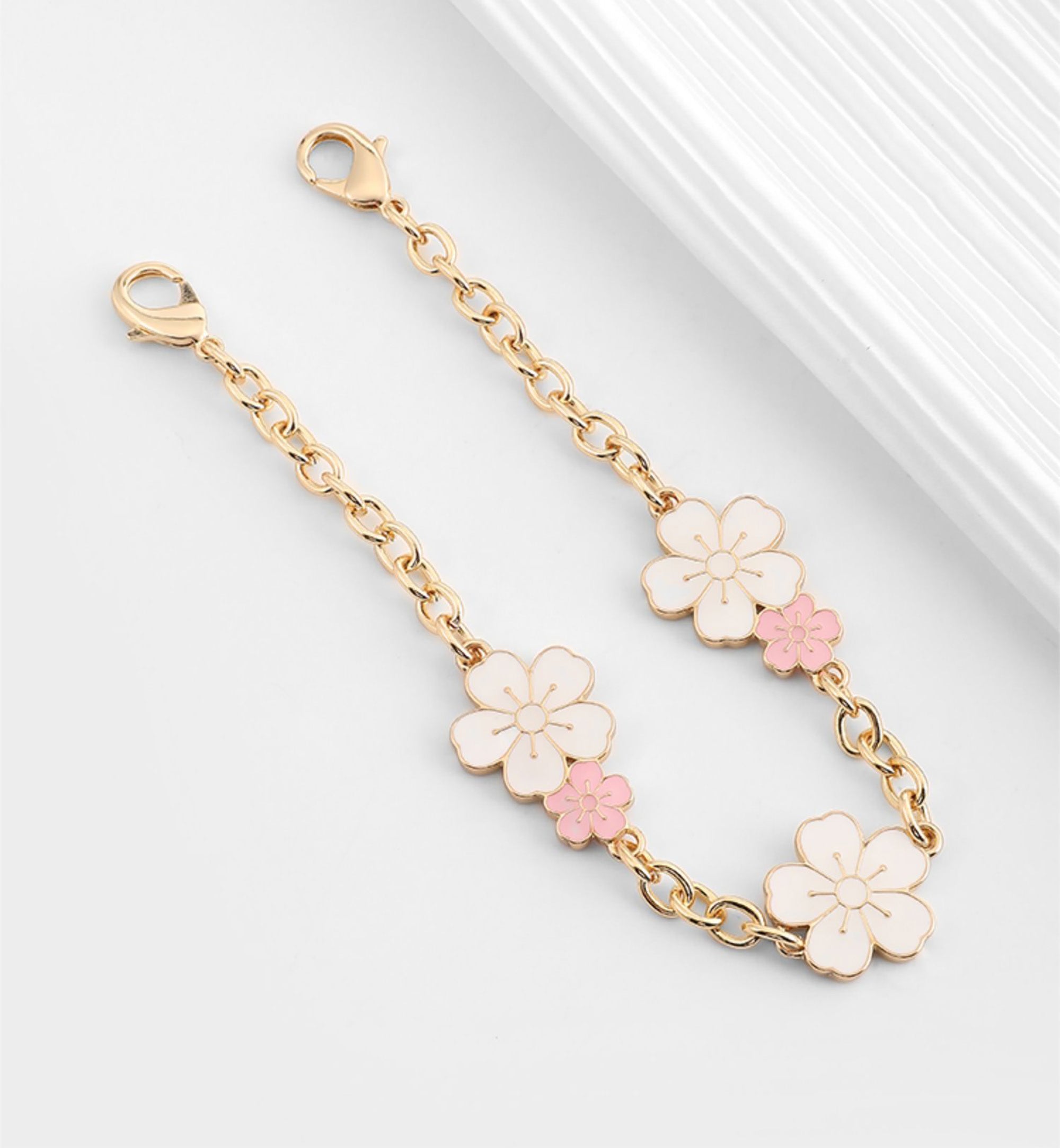 Small purse decorative chain, metal chain, pink cherry blossom bag accessories