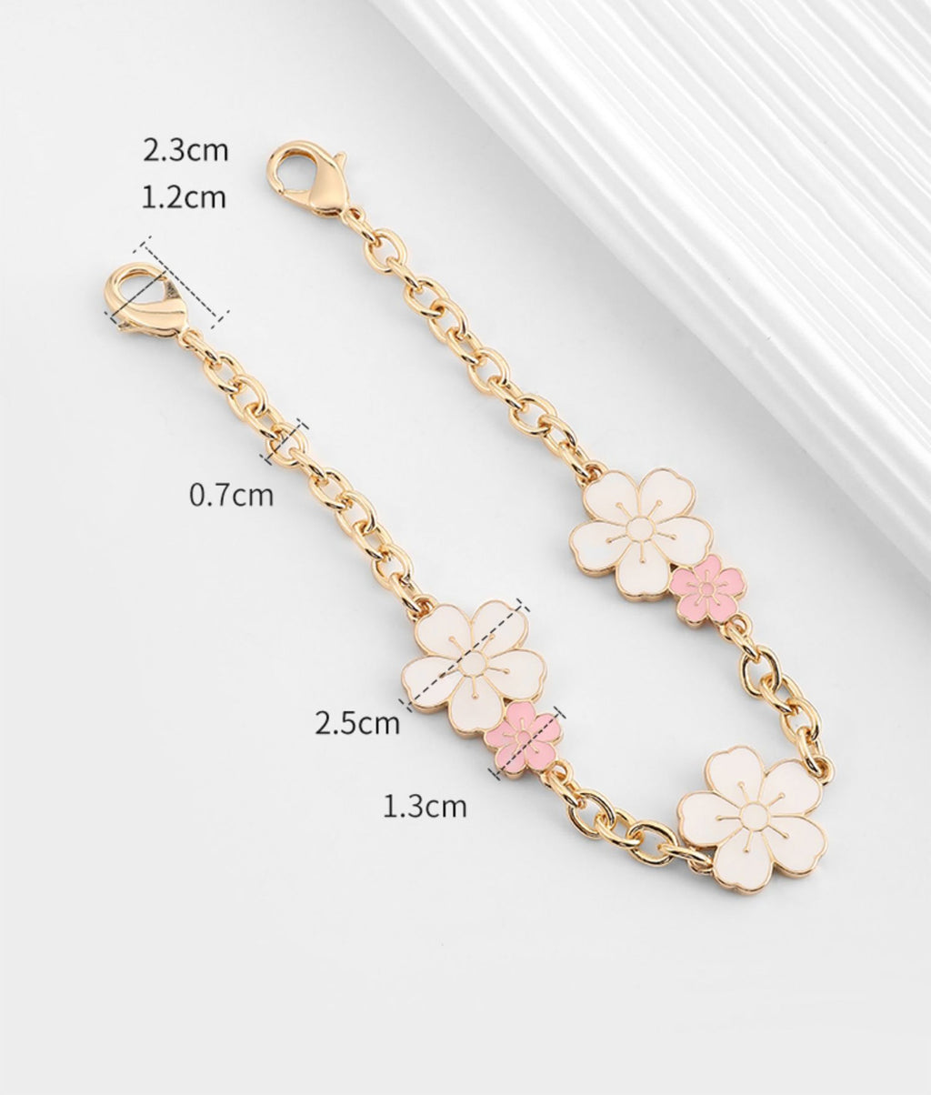 Small purse decorative chain, metal chain, pink cherry blossom bag accessories