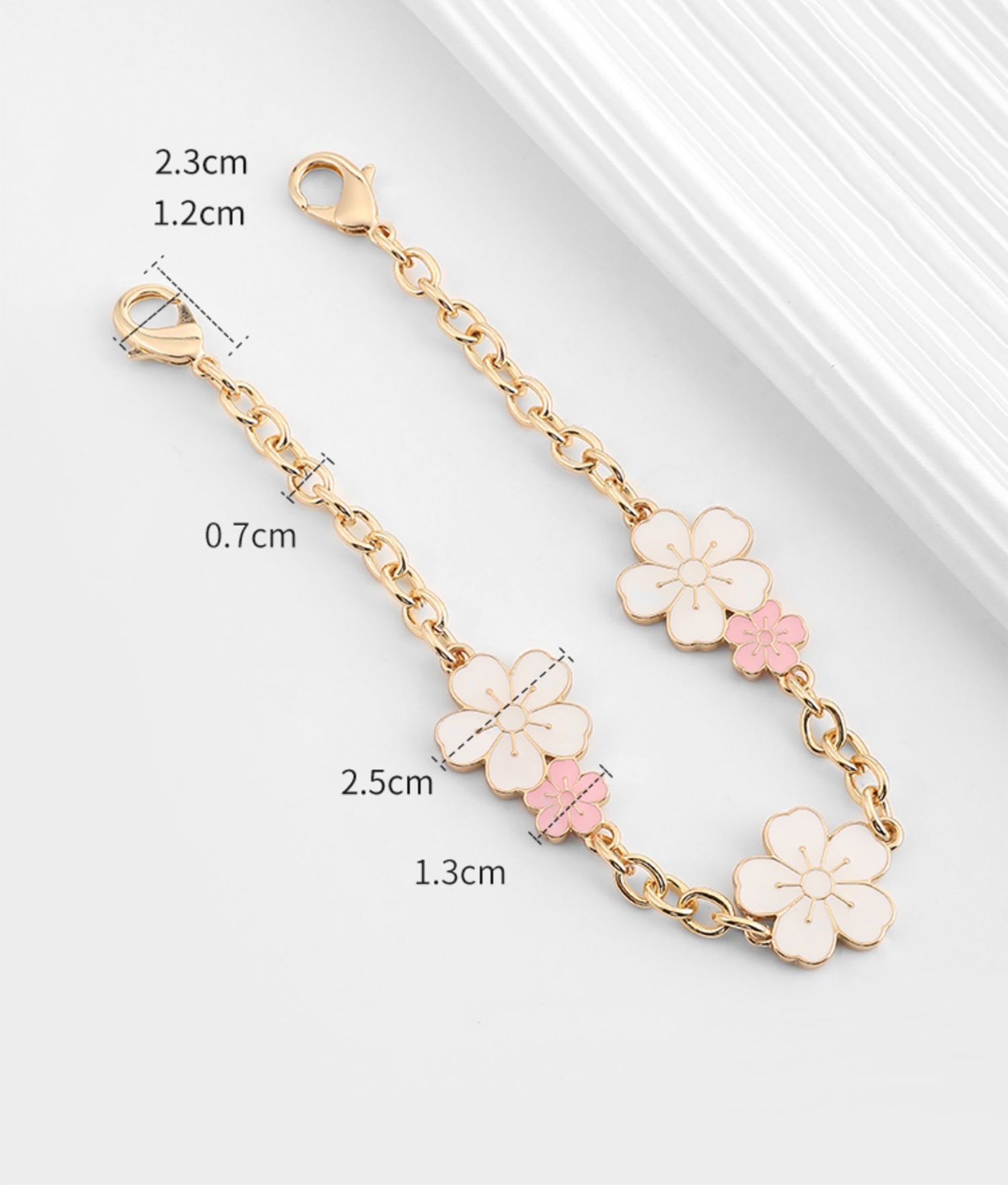 Small purse decorative chain, metal chain, pink cherry blossom bag accessories