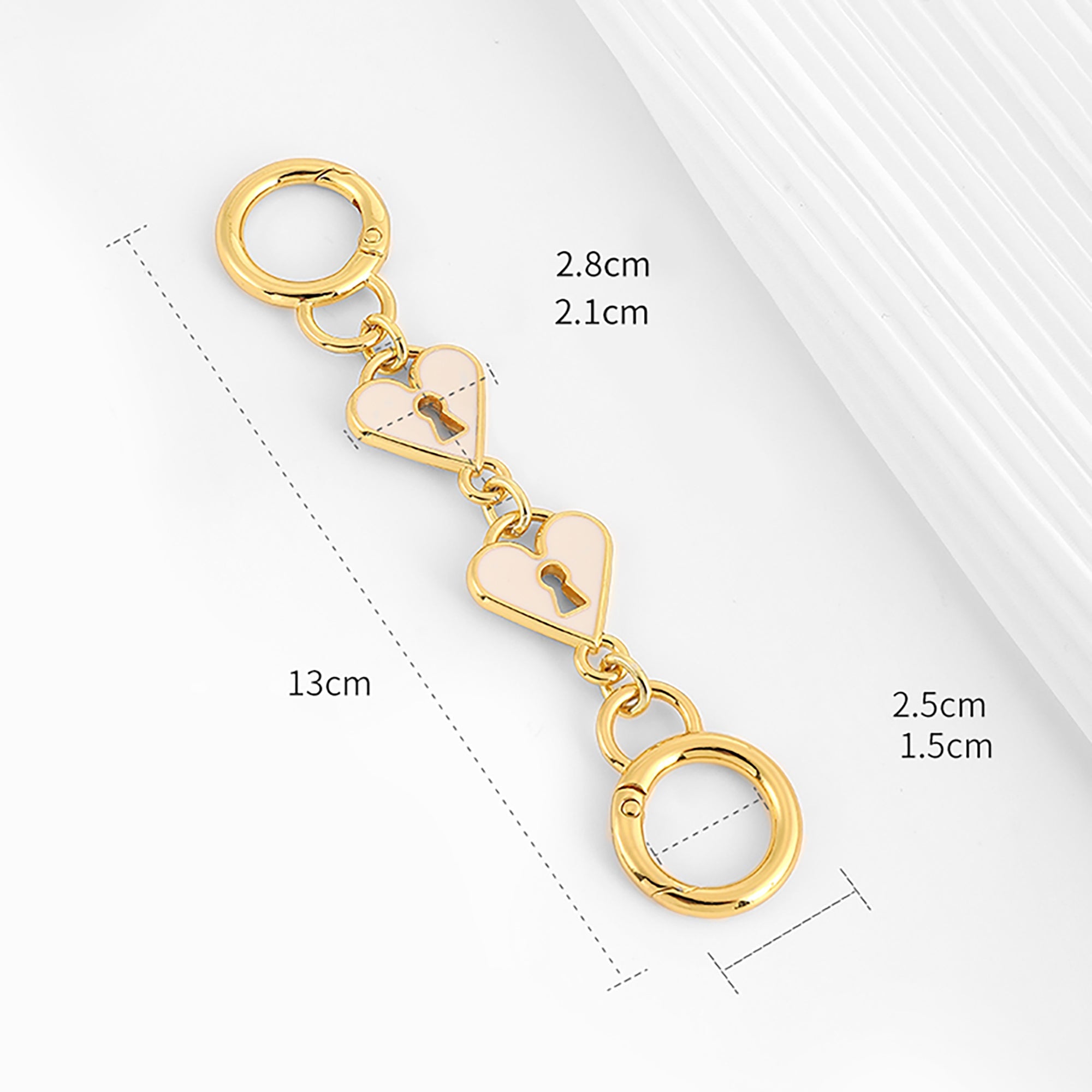Shoulder strap extension chain for Nolita 19 crossbody, replacement bag strap extension chain with heart-shaped lock style metal accessories