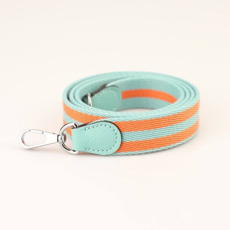 Bleu Saint Cyr & Orange Striped Bag Strap: Clemence Leather, Crossbody Style