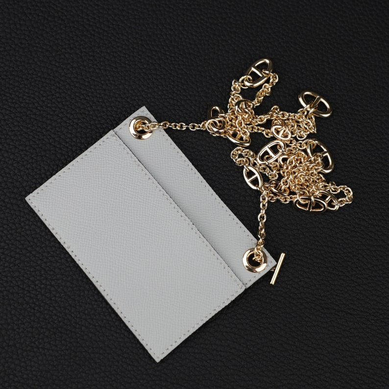 Epsom Leather Wallet Insert with Chain Strap: Constance Compact Wallet