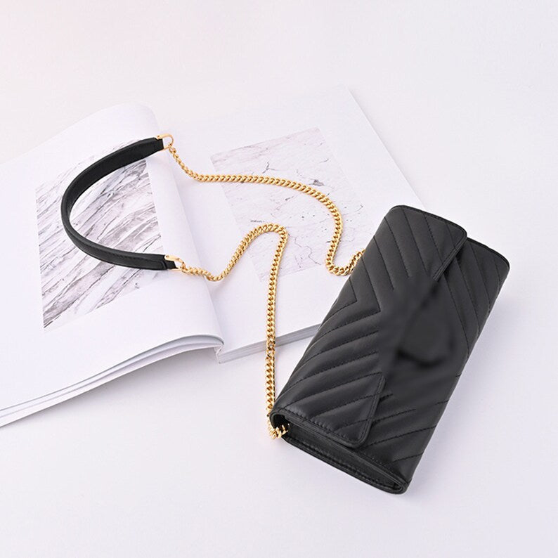 Swift Leather Wallet Insert with Chain Shoulder Strap