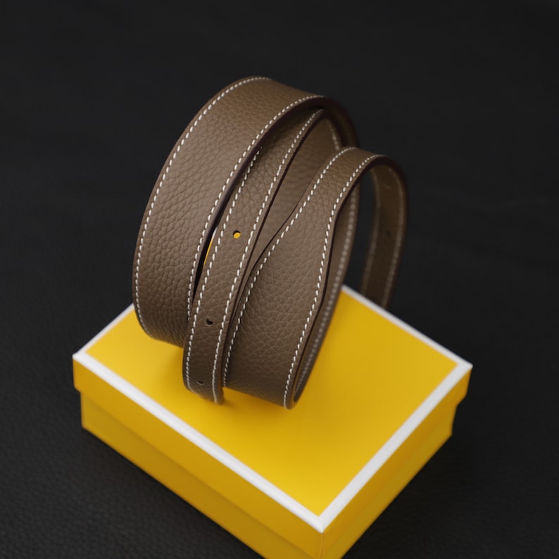 Hermès Style Etoupe (18) Togo Leather Bandoulière: 3cm Wide Shoulder/Crossbody Strap Compatible with Halzan Bags