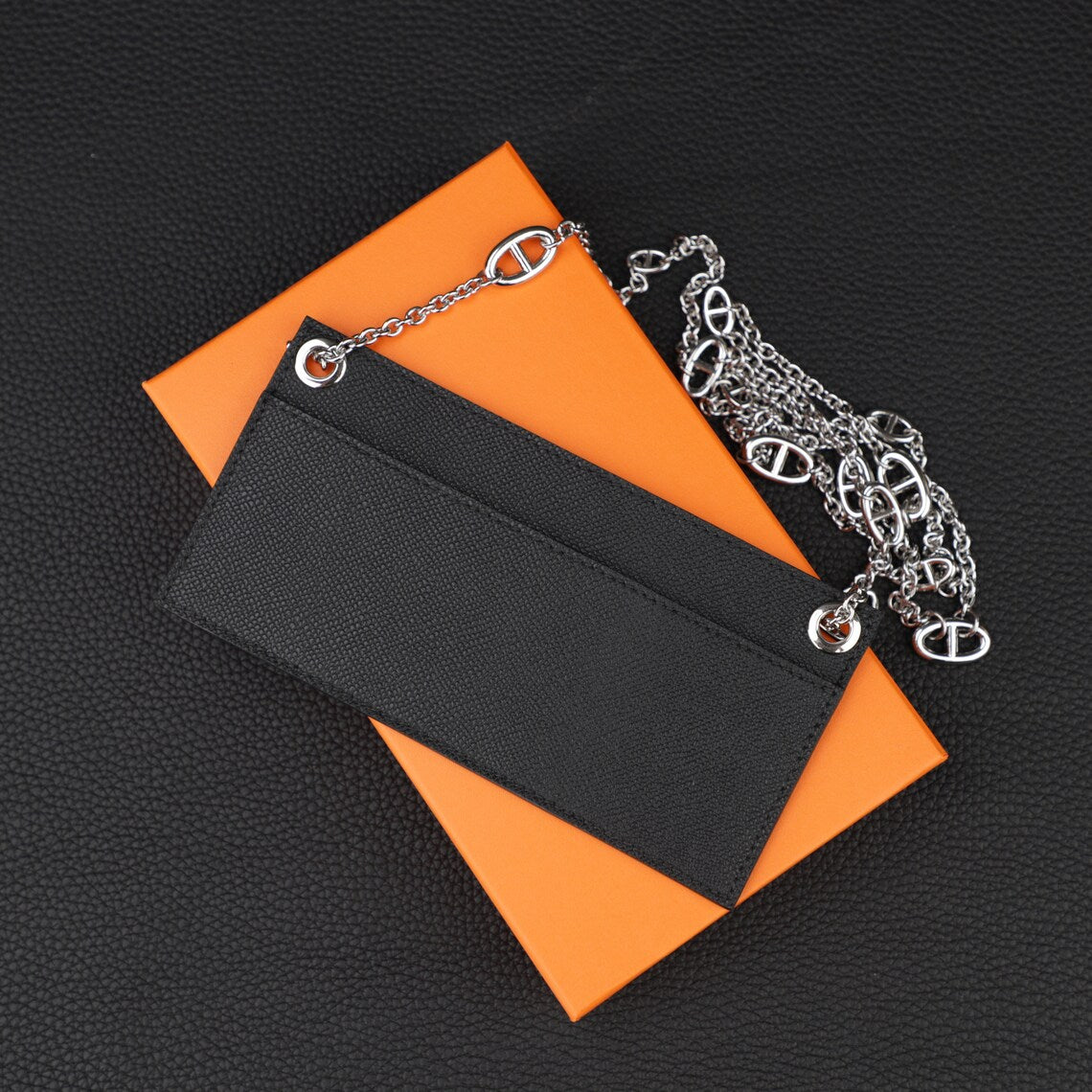 Epsom Leather Wallet Insert with Chain Strap