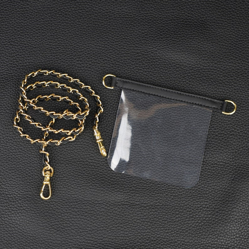 Leather Chain Wallet Strap: Transparent Silicone Insert