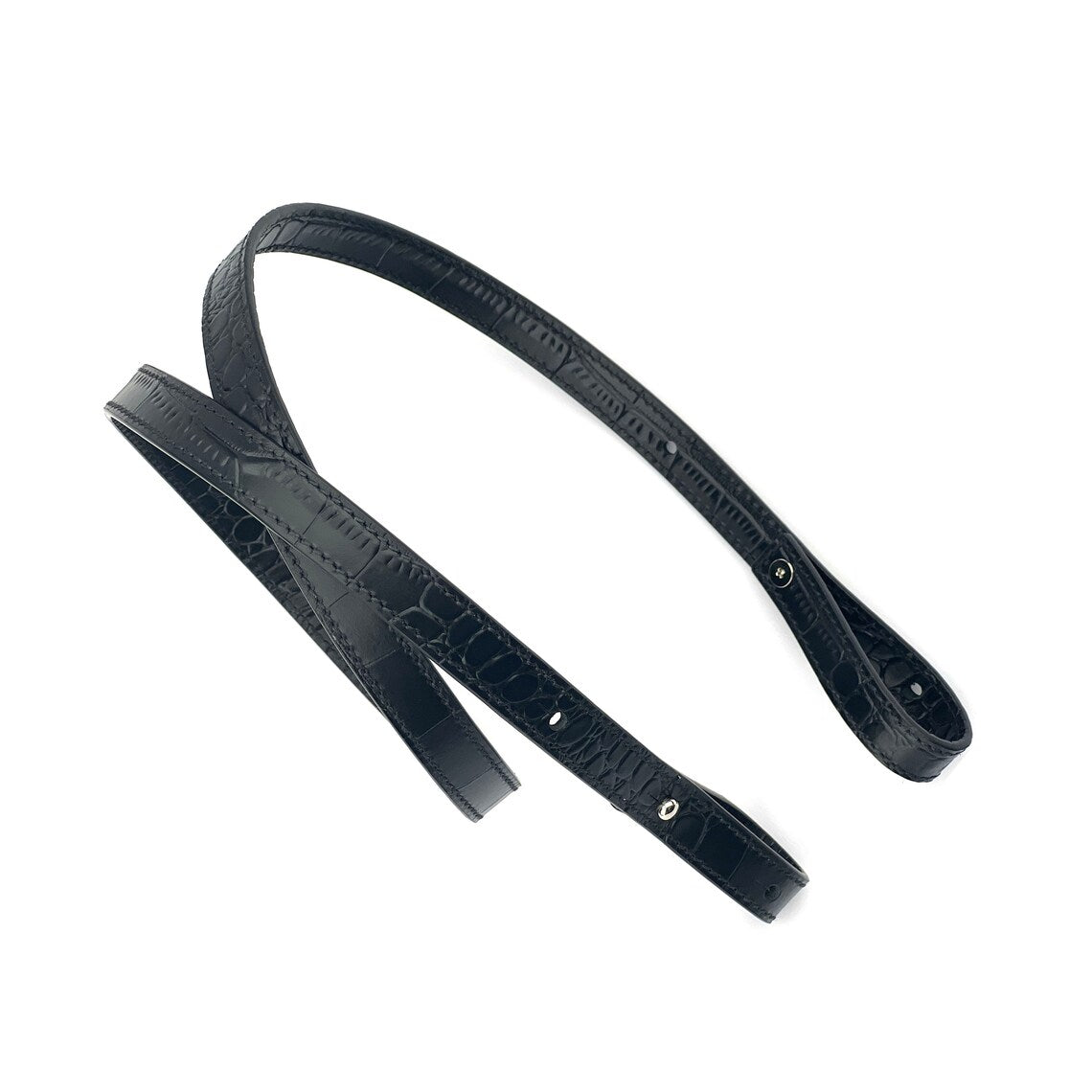 Hermès Style Black Crocodile Grain Leather Bandoulière (15mm Slim): Luxury Crossbody/Shoulder Strap