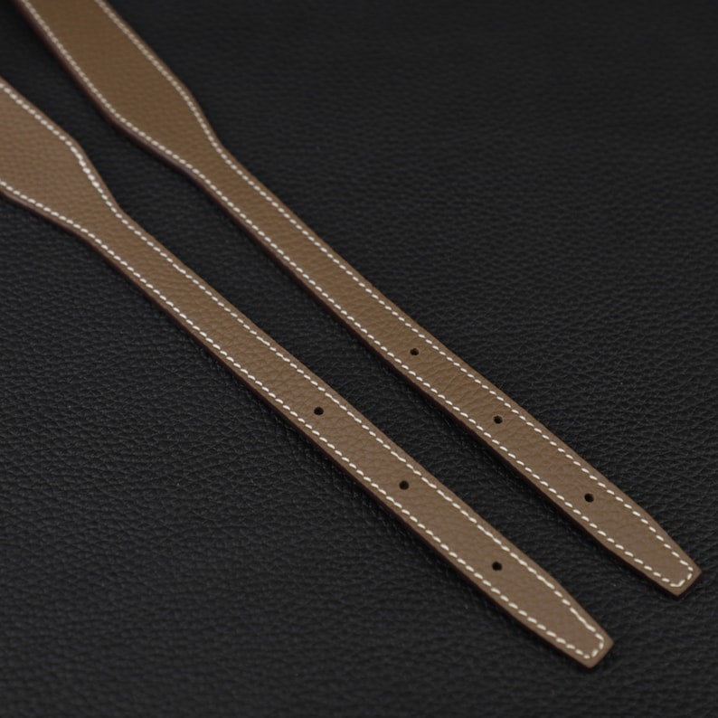 Hermès Style Etoupe (18) Togo Leather Bandoulière: 3cm Wide Shoulder/Crossbody Strap Compatible with Halzan Bags