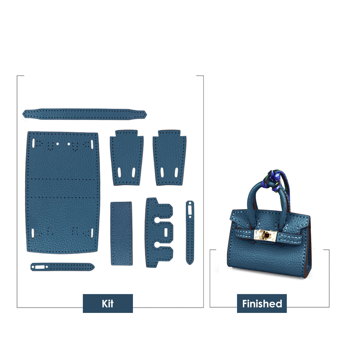 Blue Leather Mini Birkin Charm DIY Patterns | Fun DIY Sewing Project for Beginners- Wirkin®
