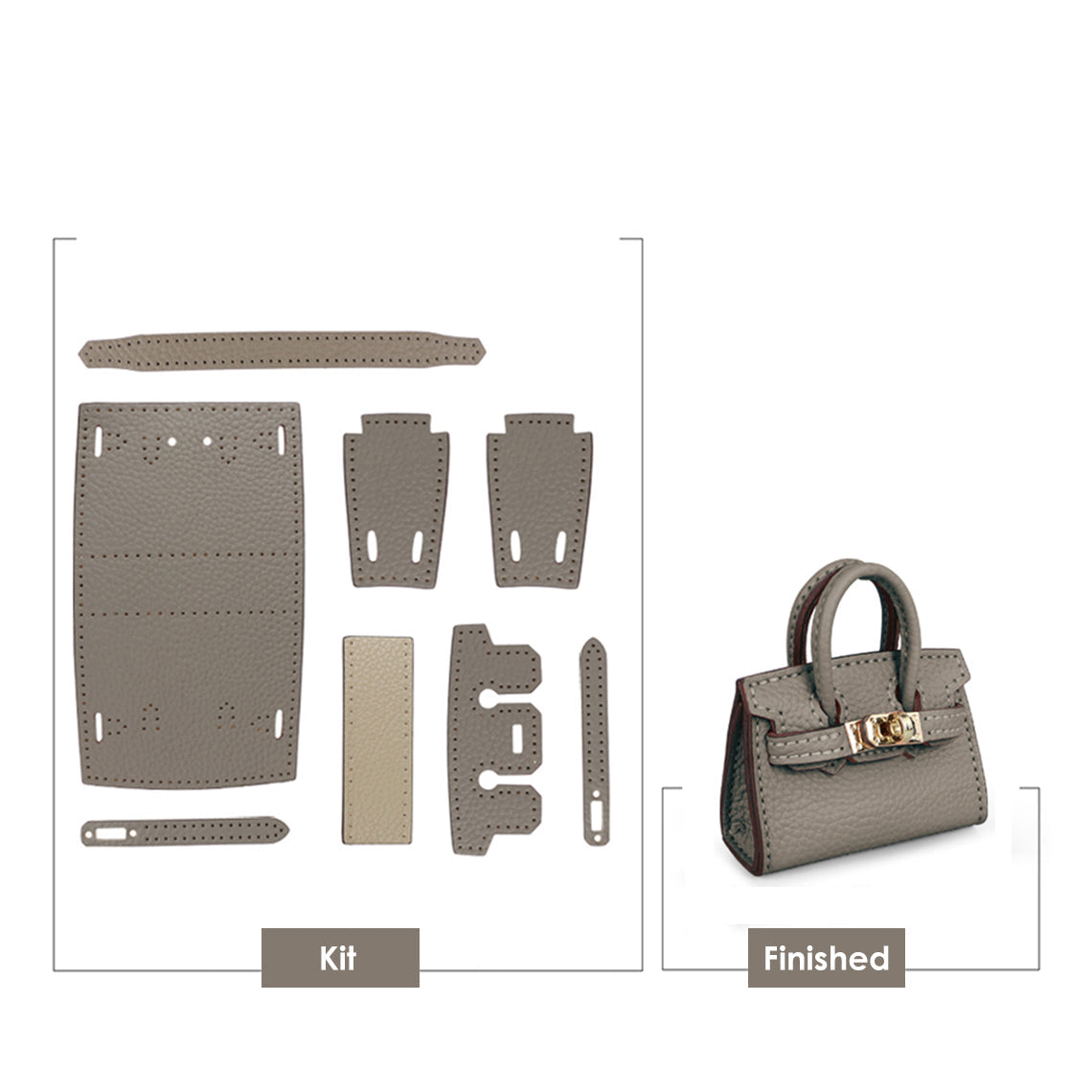 Taupe Leather Mini Birkin Charm DIY Patterns | Fun DIY Sewing Project for Beginners- Wirkin®