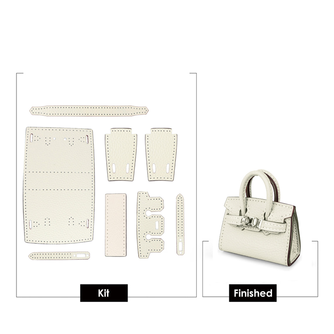 White Leather Mini Birkin Charm DIY Patterns | Fun DIY Sewing Project for Beginners- Wirkin®