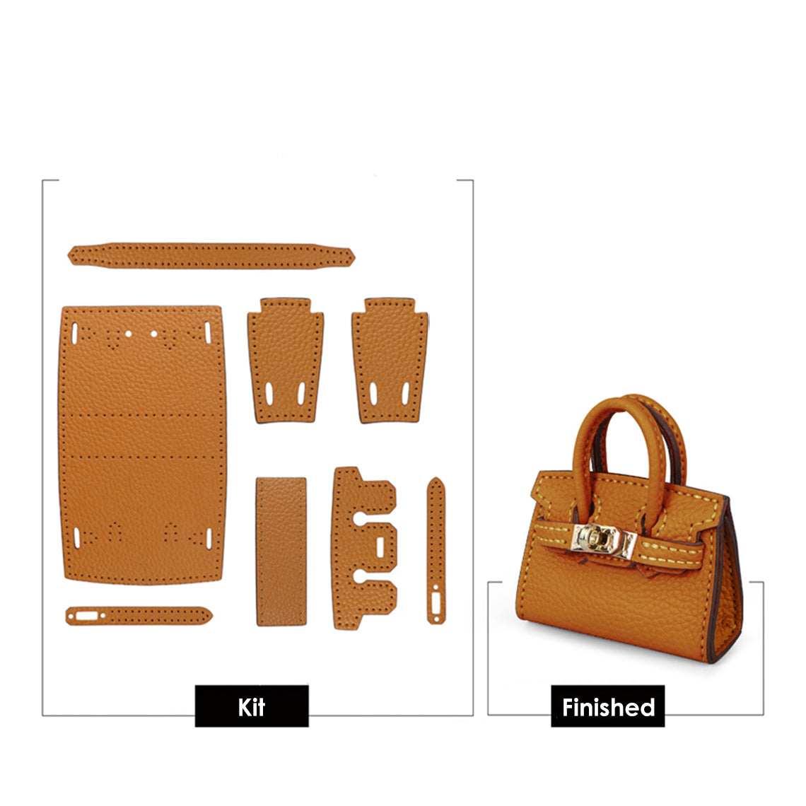 Brown Leather Mini Birkin Charm Cute Mini Bag | Fun DIY Sewing Project for Beginners- Wirkin®