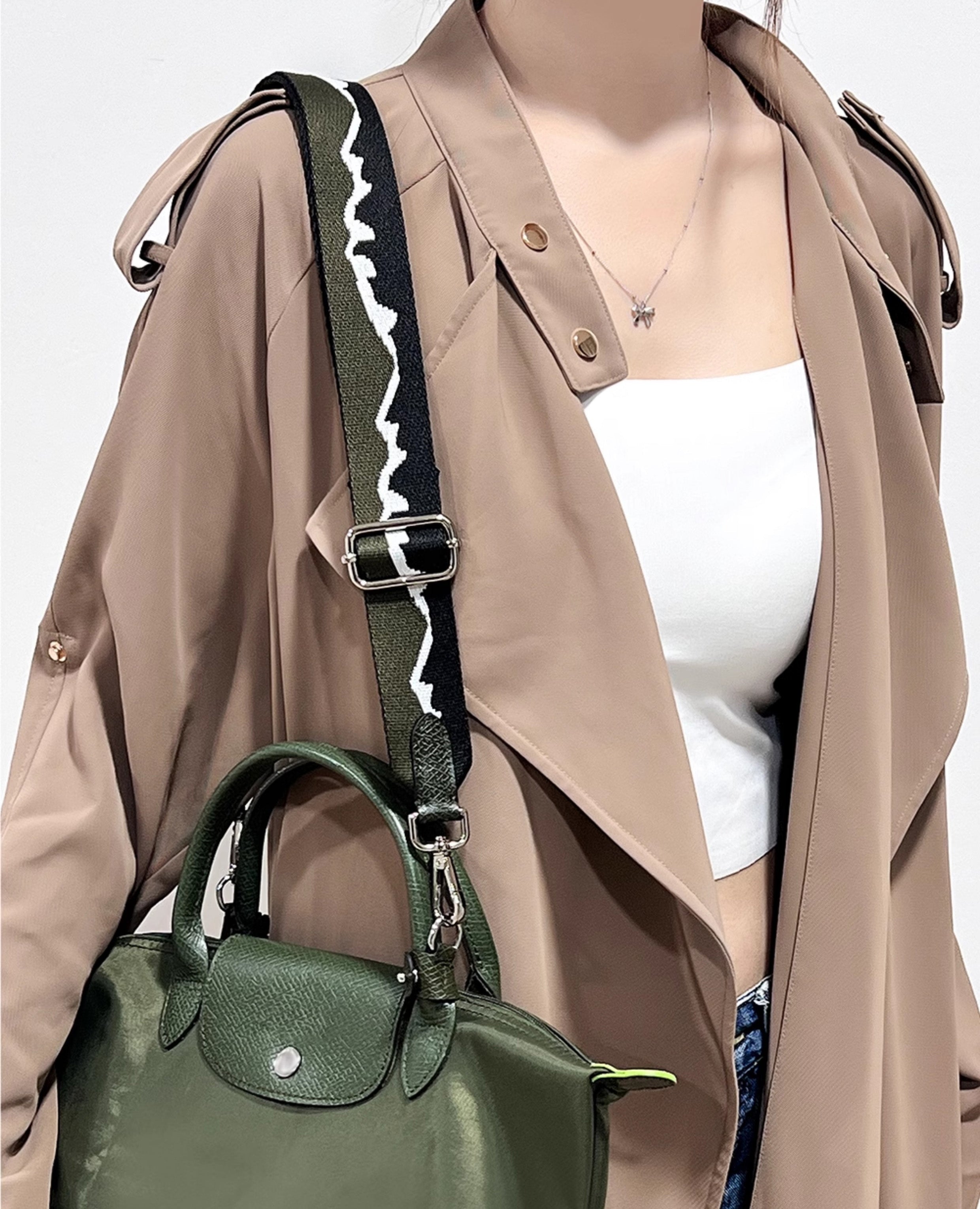 Bag shoulder strap,Short handle small crossbody canvas wide strap, no-hole modification accessory.