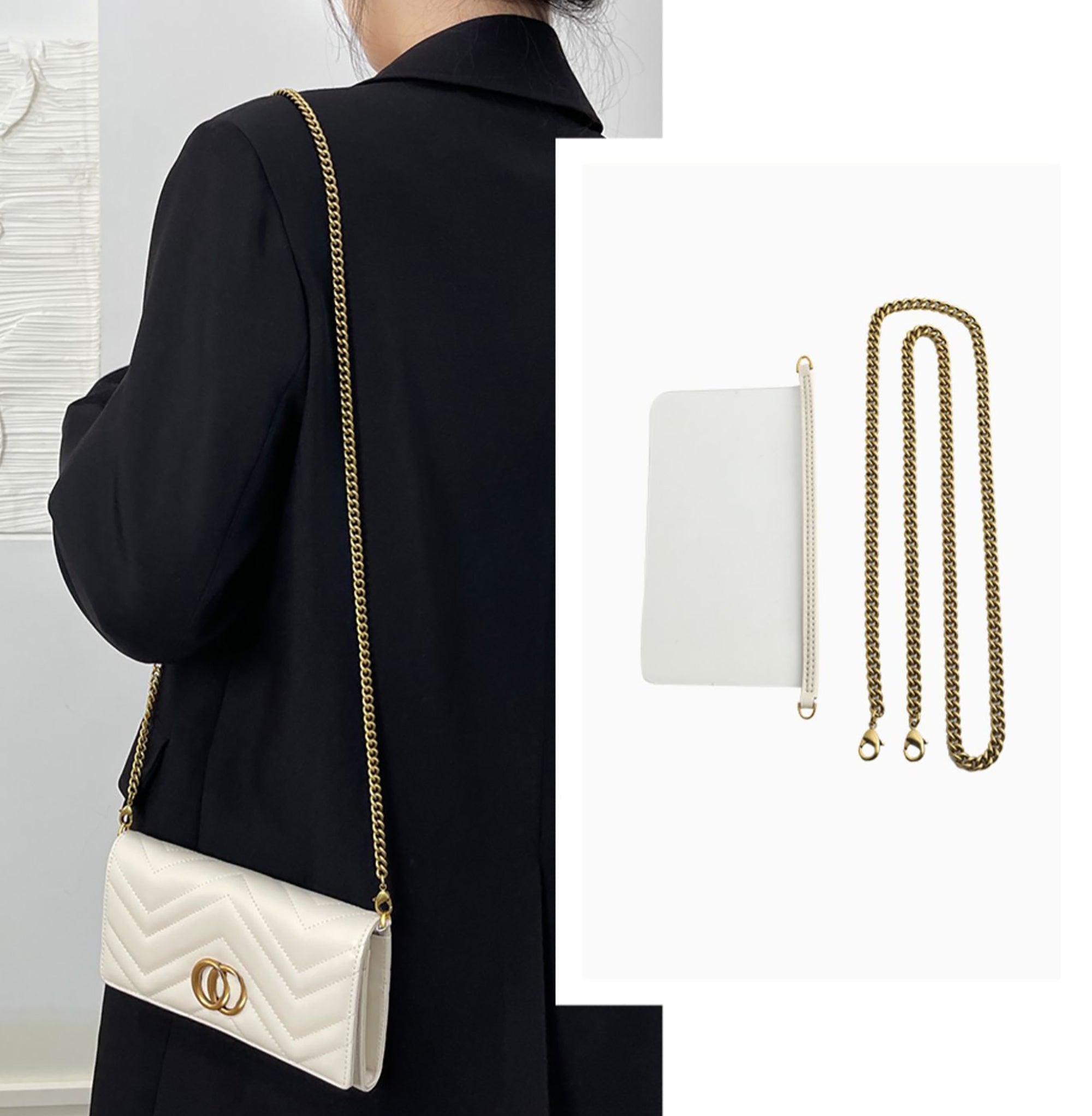 Handmade Metal Chain Strap with Clear Liner for Long Wallet – Customizable Purse Accessory for Wallet Transformation